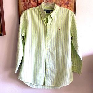 RALPH LAUREN BRAND 100% COTTON STRIPED SLIM FIT BUTTON DOWN OXFORD SHIRT TOP 8 M